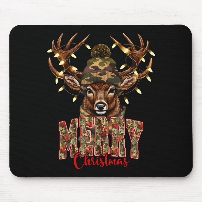 Christmas Deer Camouflage Hunting Camo Reindeer &a Mouse Mat (Front)