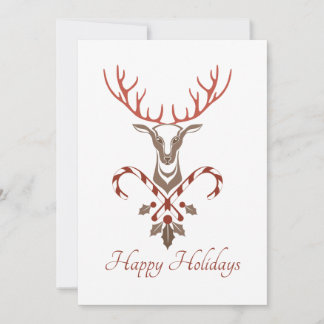 Christmas Deer & Candy Canes Christmas Card