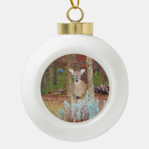 Christmas Deer Ceramic Ball Christmas Ornament