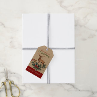 Christmas Deer & Christmas berries wreath Gift Tags