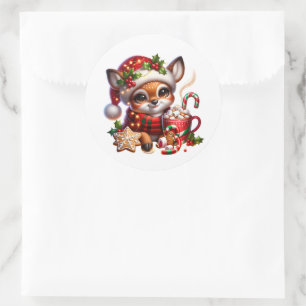 Christmas Deer Classic Round Sticker