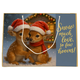 Christmas Deer Couple under Cozy Cabin Lights Large Gift Bag