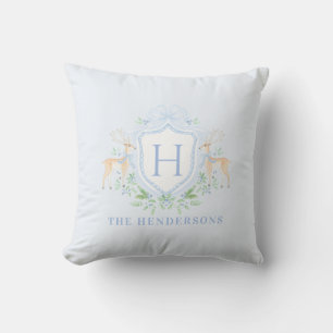 Christmas Deer Crest Monogram Cushion