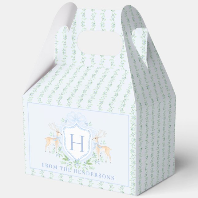 Christmas Deer Crest | Monogram Favour Box (Front)