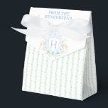 Christmas Deer Crest | Monogram Favour Box<br><div class="desc">The elegant watercolor monogram crest gives this favour box a beautiful and timeless look. There is a floral holiday stripe pattern on the lower half of the box. Colours include sage green and blue. If you have any questions or need help customising this tag, please reach out. I'm happy to...</div>