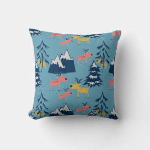 Christmas ,deer ,forest, Christmas trees, holiday Cushion