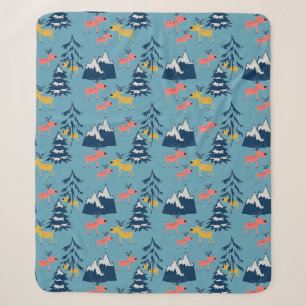 Christmas ,deer ,forest, Christmas trees, holiday, Sherpa Blanket