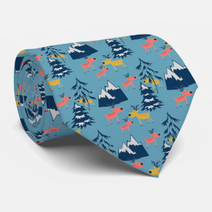 Christmas ,deer ,forest, Christmas trees, holiday Tie