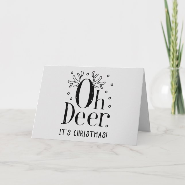 Christmas deer funny illustration holiday card (Front)