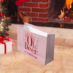 Christmas deer funny illustration large gift bag