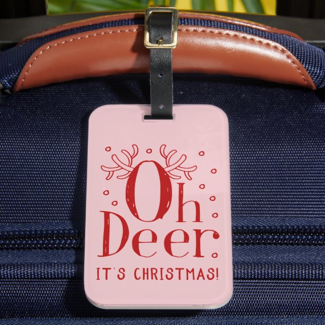 Christmas deer funny illustration luggage tag  (Front Insitu 2)