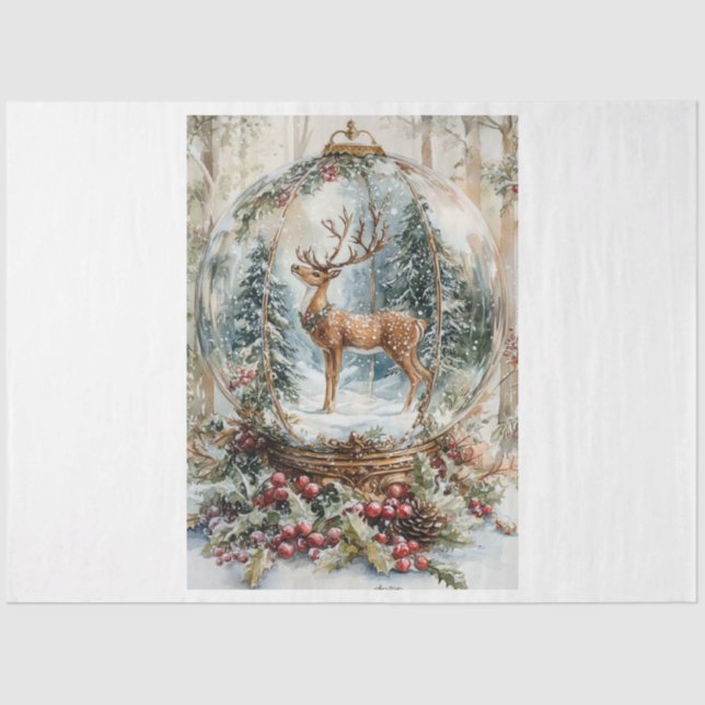 Christmas Deer Globe Tissue Paper (Front)