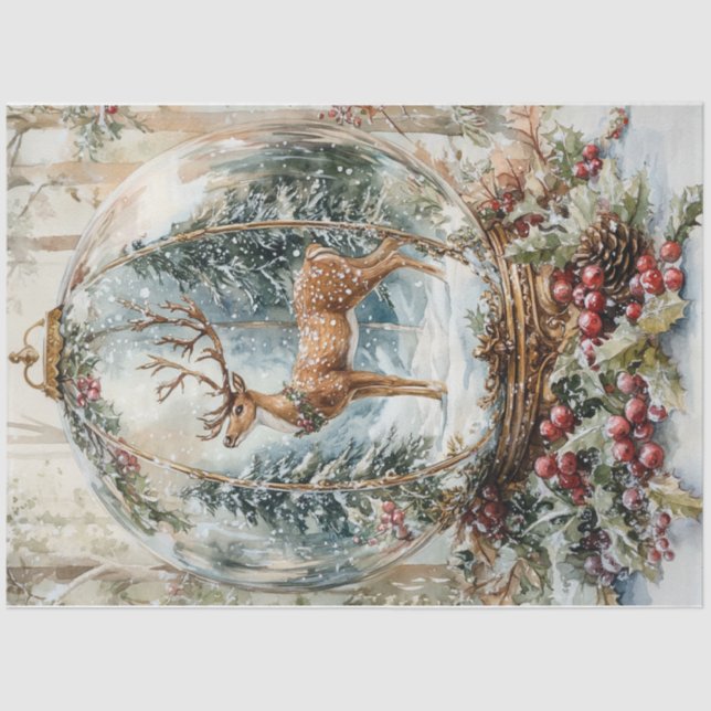 Christmas Deer Globe Tissue Paper (Front)