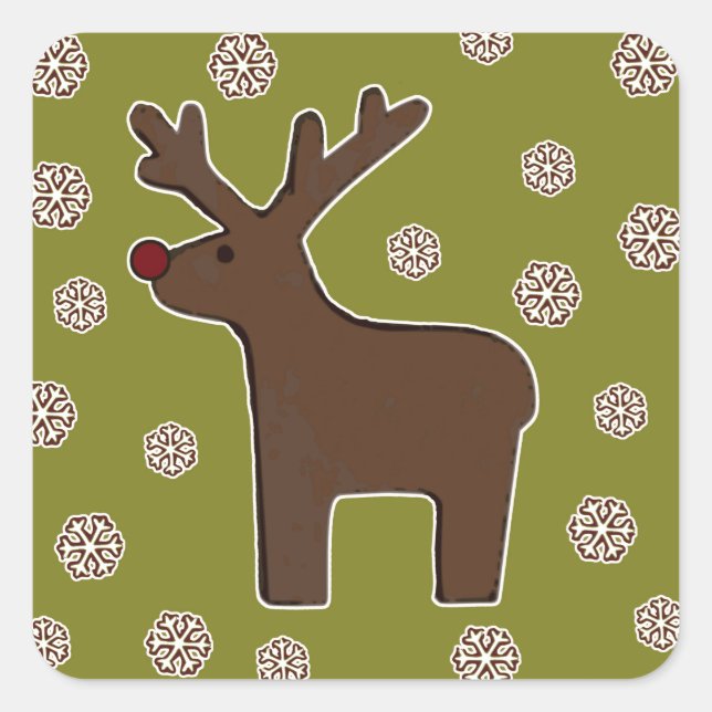 Christmas deer! green square sticker (Front)