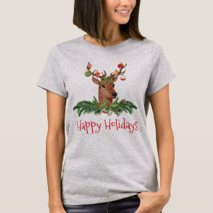 Christmas Deer Happy Holidays T-Shirt