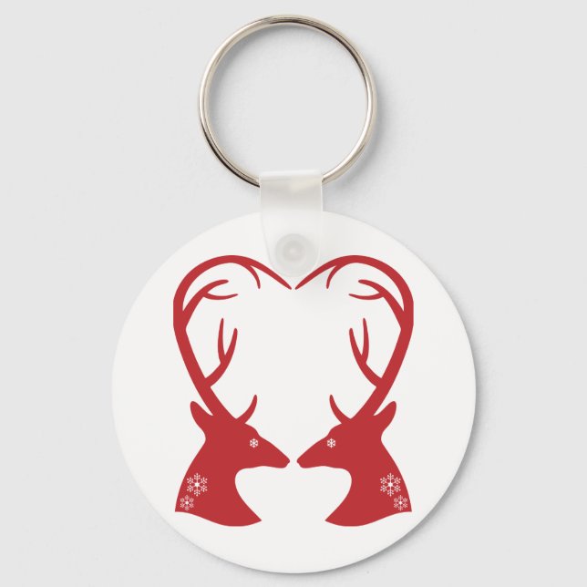 Christmas deer head heart key ring (Front)