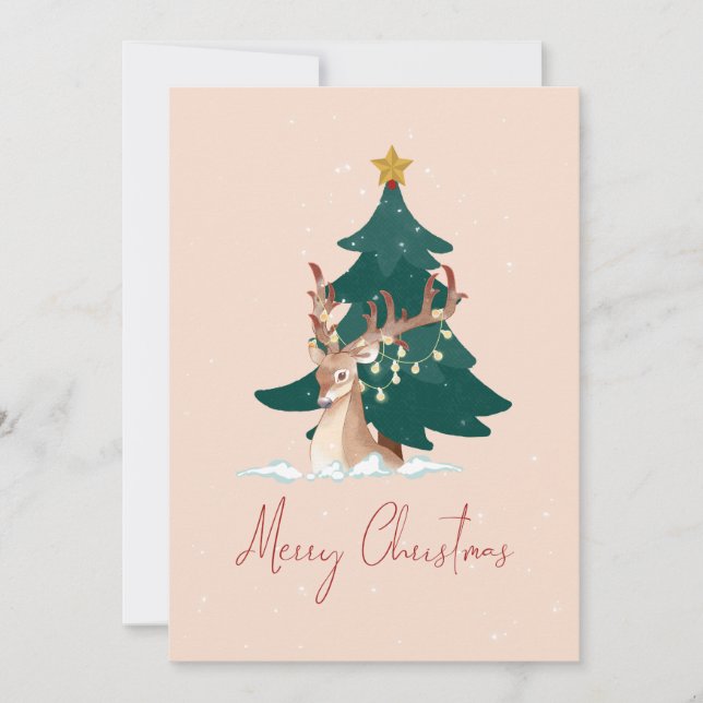 Christmas deer holiday card (Front)