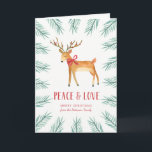 Christmas Deer Holiday Greeting Card<br><div class="desc">This stylish,  personalised holiday card features a hand painted watercolor deer,  with a pine frame.</div>