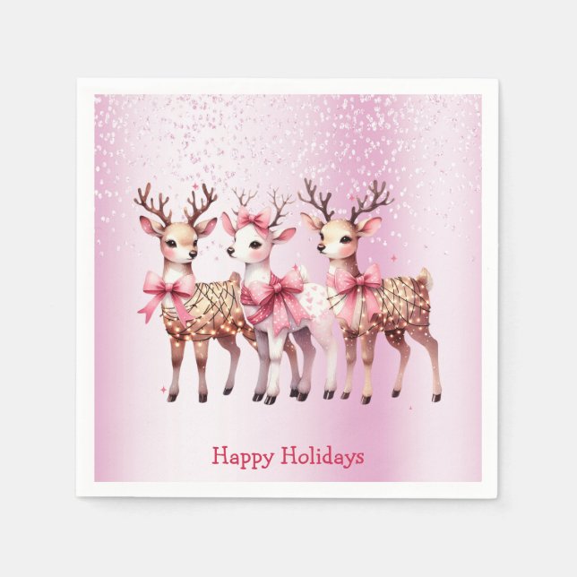 Christmas Deer Holiday Napkin (Front)