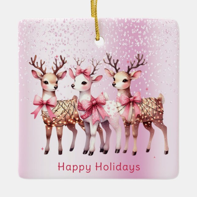 Christmas Deer Holiday Ornament (Front)