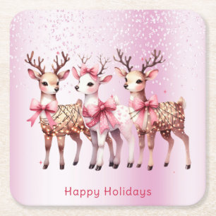 Christmas Deer Holiday Paper Coaster