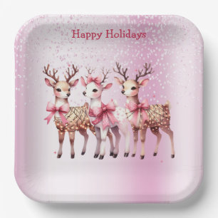 Christmas Deer Holiday Paper Plate