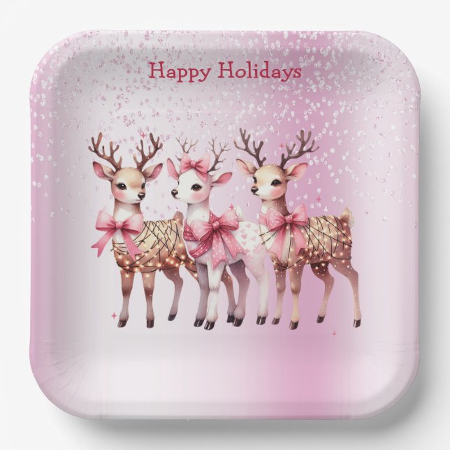 Christmas Deer Holiday Paper Plate (Front)