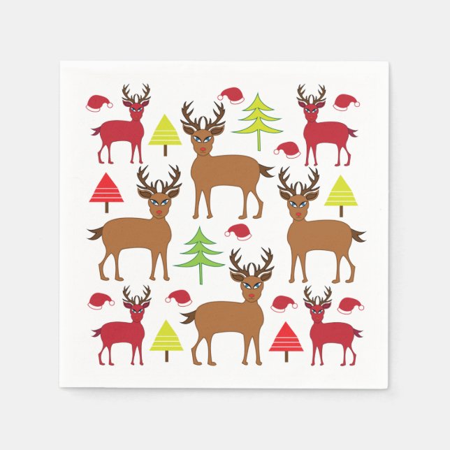 Christmas Deer Holiday Party Christmas Napkin (Front)