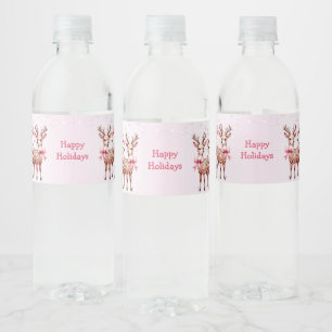 Christmas Deer Holiday Water Bottle Label