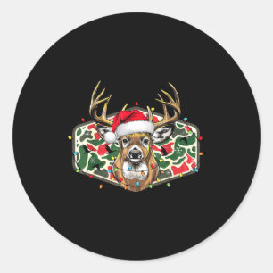 Christmas Deer Hunting Camo Merry Xmas Holiday Dad Classic Round Sticker