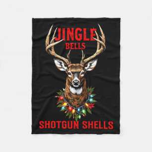 Christmas Deer Hunting Dashing Through Snow Jingle Fleece Blanket