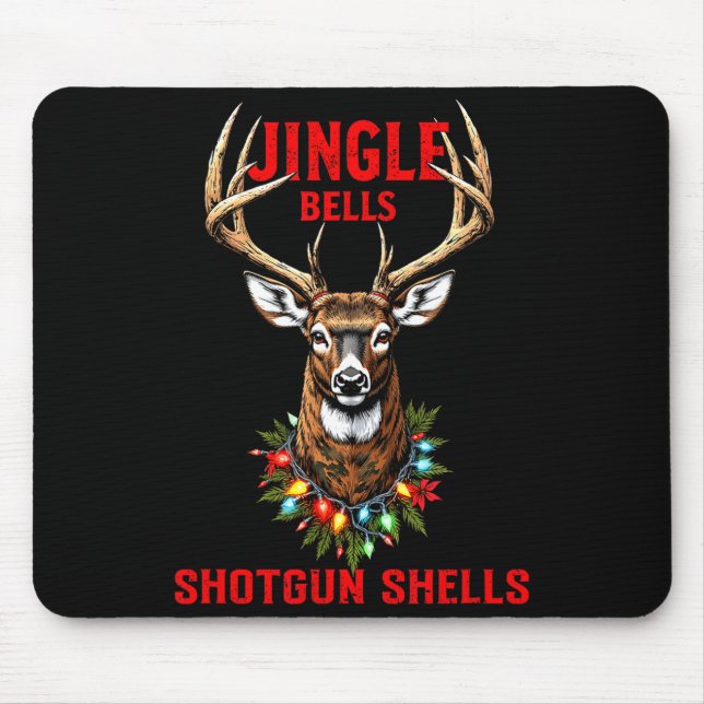 Christmas Deer Hunting Dashing Through Snow Jingle Mouse Mat (Front)