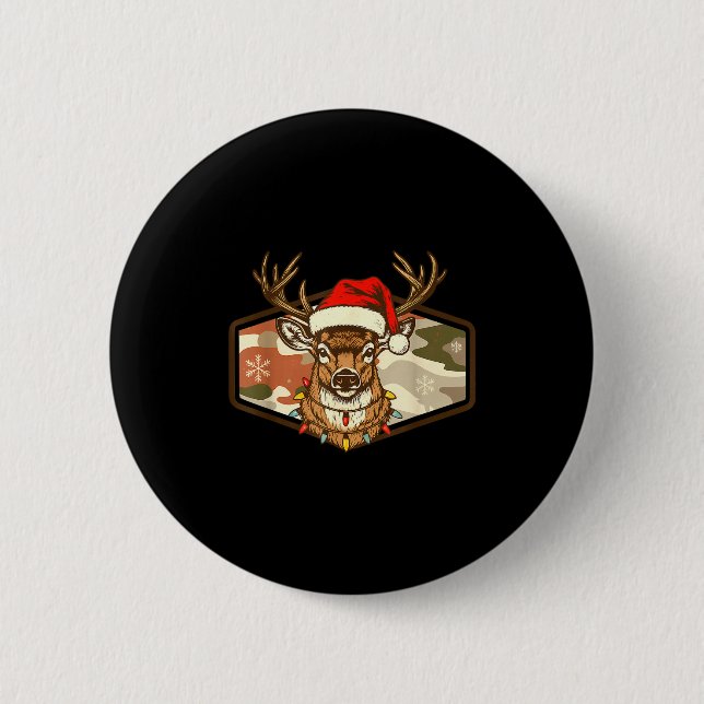 Christmas Deer Hunting Old School Camo, Xmas Hunti 6 Cm Round Badge (Front)