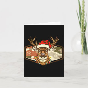 Christmas Deer Hunting Old School Camo, Xmas Hunti Card