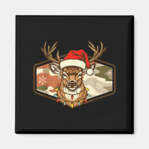Christmas Deer Hunting Old School Camo, Xmas Hunti Magnet