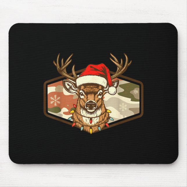 Christmas Deer Hunting Old School Camo, Xmas Hunti Mouse Mat (Front)