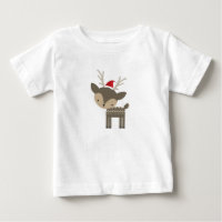 Christmas Deer In A Red Santa Hat Retro Hipster