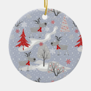 Christmas deer in the forest. ceramic tree decoration
