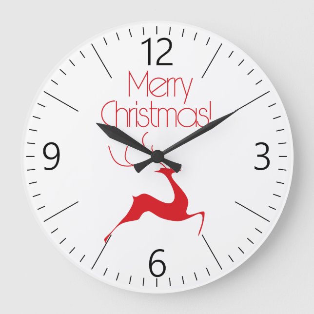 Christmas deer large clock (Front)