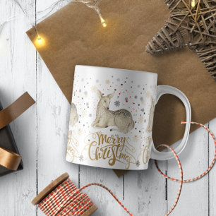 Christmas Deer & Merry Christmas Typography Coffee Mug