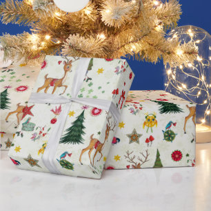 Christmas Deer Name Glossy Wrapping Paper