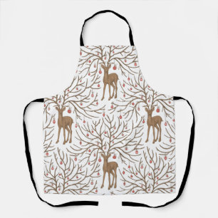 Christmas deer on white apron