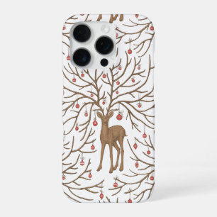 Christmas deer on white iPhone 16 pro case
