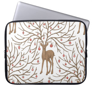 Christmas deer on white laptop sleeve
