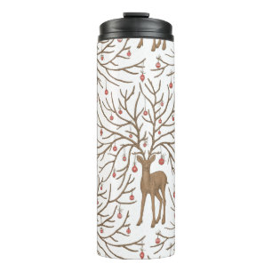 Christmas deer on white thermal tumbler