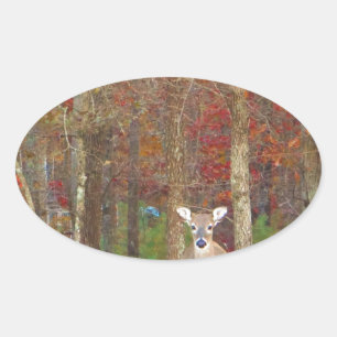 Christmas Deer Oval Sticker