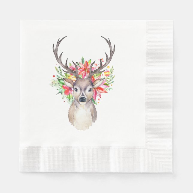 Christmas Deer Paper Napkins (Front)