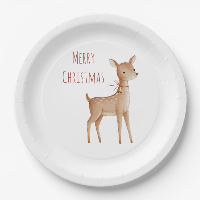 Christmas Deer Paper Plate (Front)