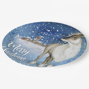 Christmas deer paper plate