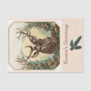 CHRISTMAS DEER,PINE CONES CROWN Season's Greetings Tissue Paper